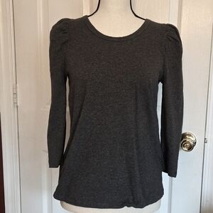 Style & Co Charcoal Gray Puff Shoulder longsleeve T, EUC
